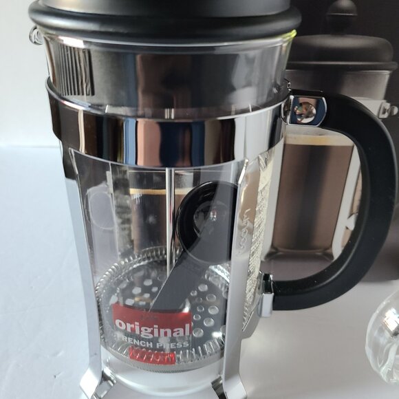 BODUM FRENCH PRESS CAFFETTIERA COFFEE SET WITH TWO GLASS MUGS- NEW IN BOX - Picture 8 of 12
